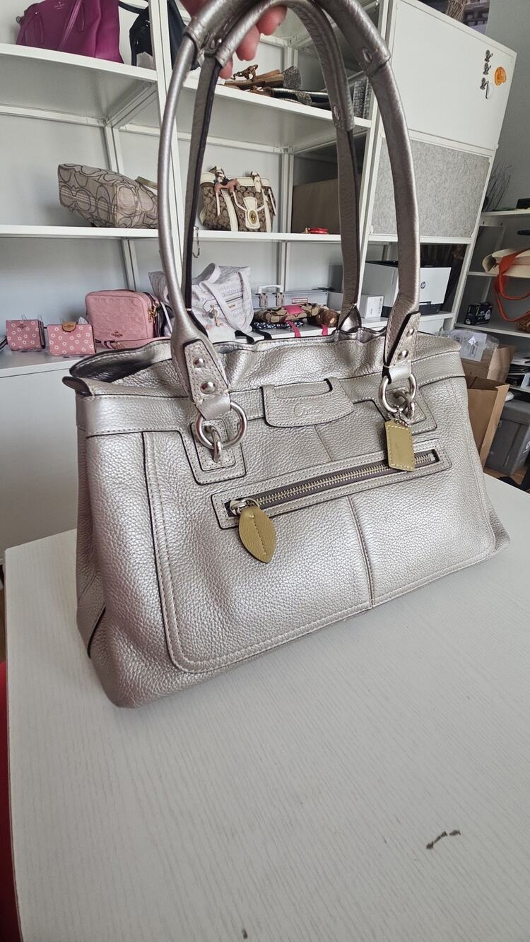 Coach Metallic Large Penelope Metallic silver leather satchel